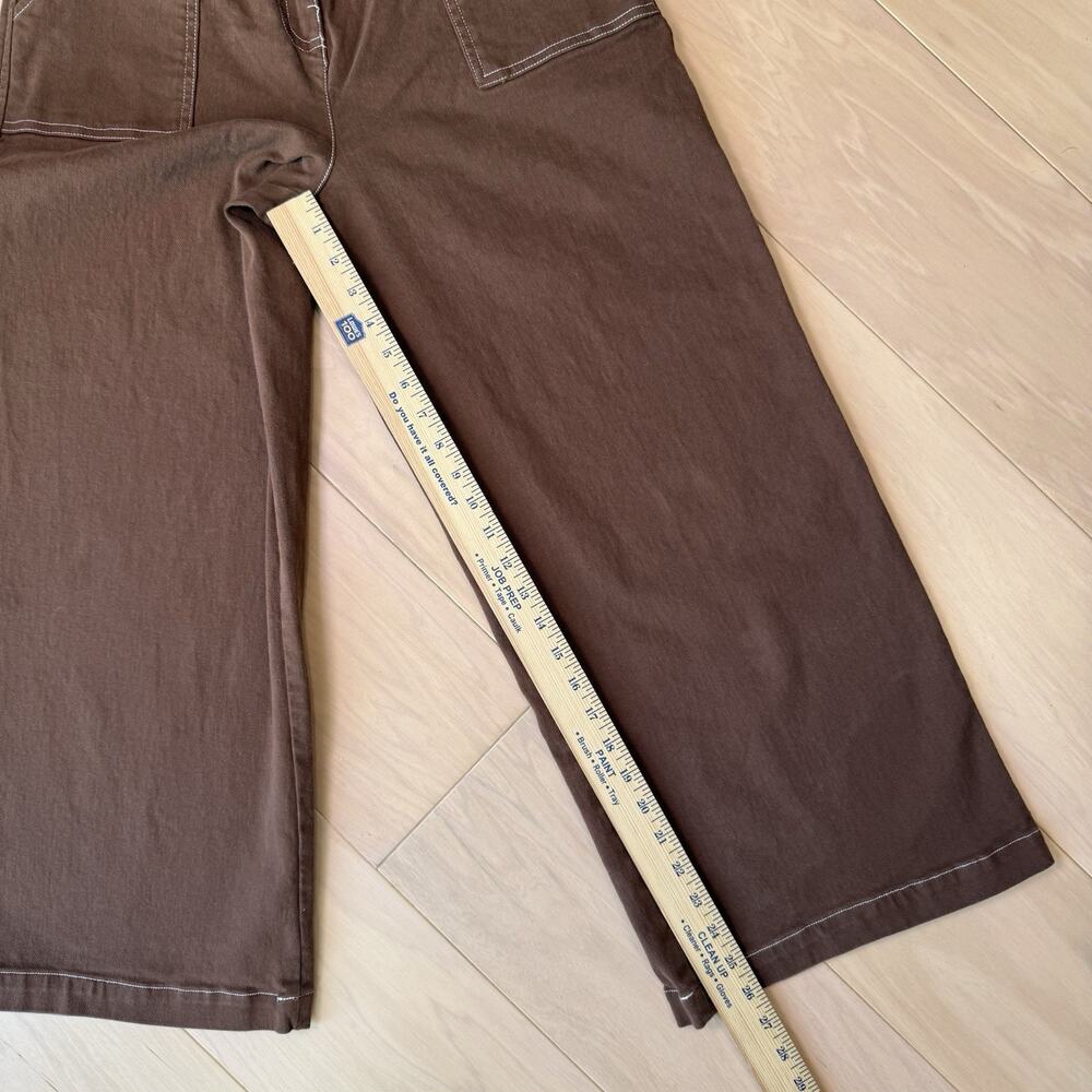 Frnch Paris Wide Leg Pants Women's Medium Brown Cotton Straight Minimalist - Picture 8 of 11